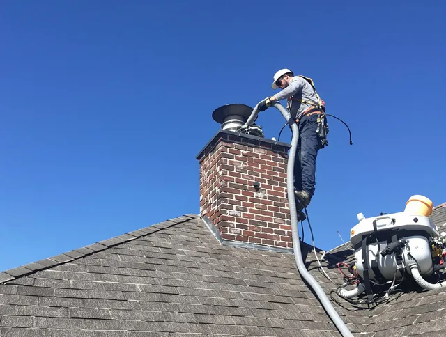 Dedicated Hanover Chimney Sweep team member cleaning a chimney in Hanover, MA