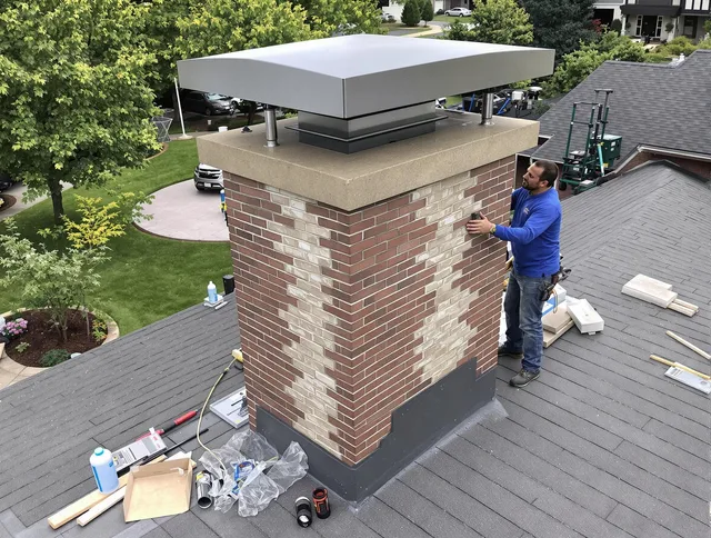 Hanover Chimney Sweep team working on a custom chimney remodel in Hanover, MA