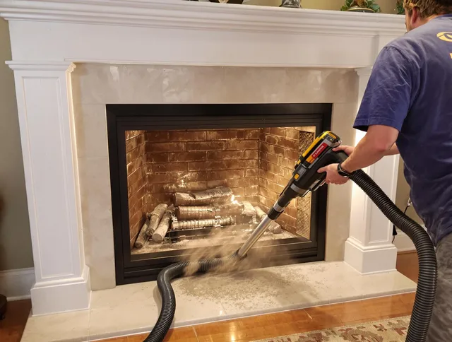 Fireplace cleaning performed by Hanover Chimney Sweep in Hanover, MA