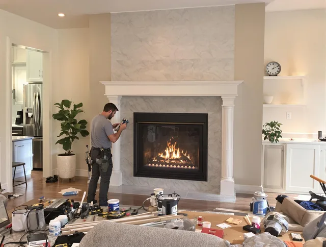 Newly installed fireplace by Hanover Chimney Sweep in Hanover, MA